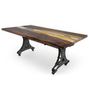 Walnut Live Edge Slab Dining Tabletop - Clear River Resin - 80 x 40 x 2" - Knox Deco - DIY