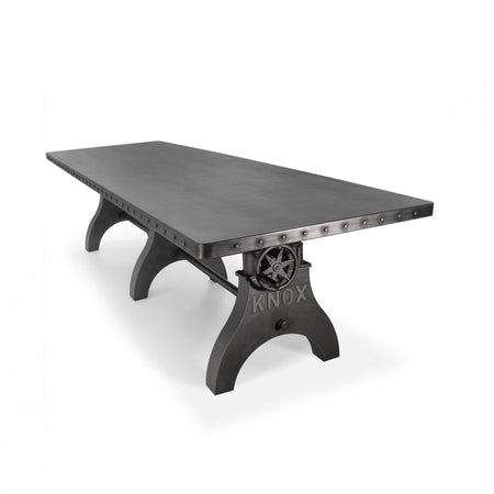 Knox Adjustable height large dining table with metal top