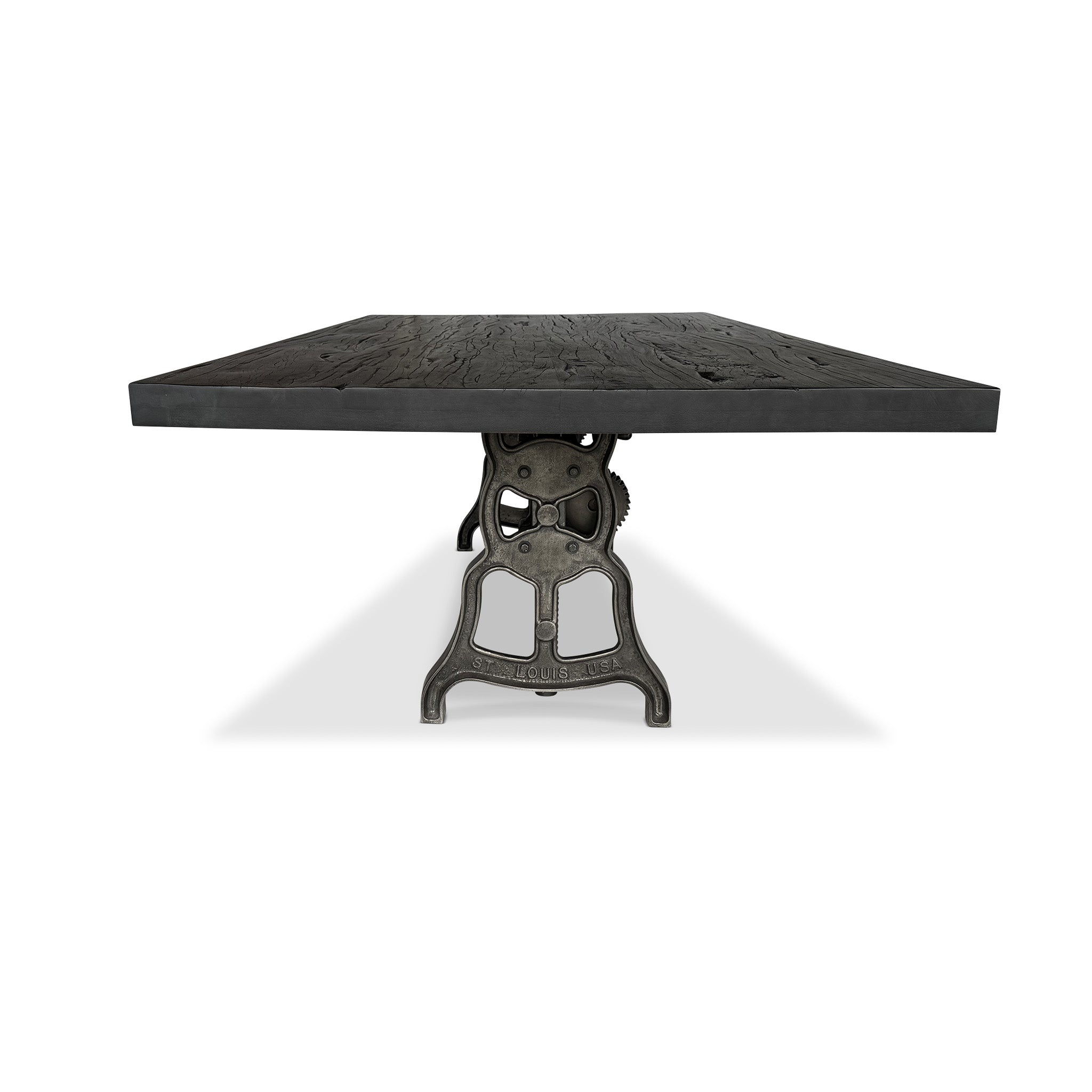 Shoemaker 8 Ft Adjustable Height Dining Table – Ebony Rustic – Knox Deco
