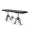 Adjustable Industrial Dining Bench - Cast Iron - Black Tufted Leather - 70"