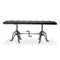 Adjustable Industrial Dining Bench - Cast Iron - Black Tufted Leather - 70"