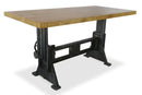 Craftsman Industrial Dining Table - Adjustable Height Iron Base - Hardwood - Knox Deco - Tables