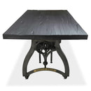 Crescent Industrial Dining Table - Adjustable Height - Casters - Rustic Ebony - Knox Deco - Tables