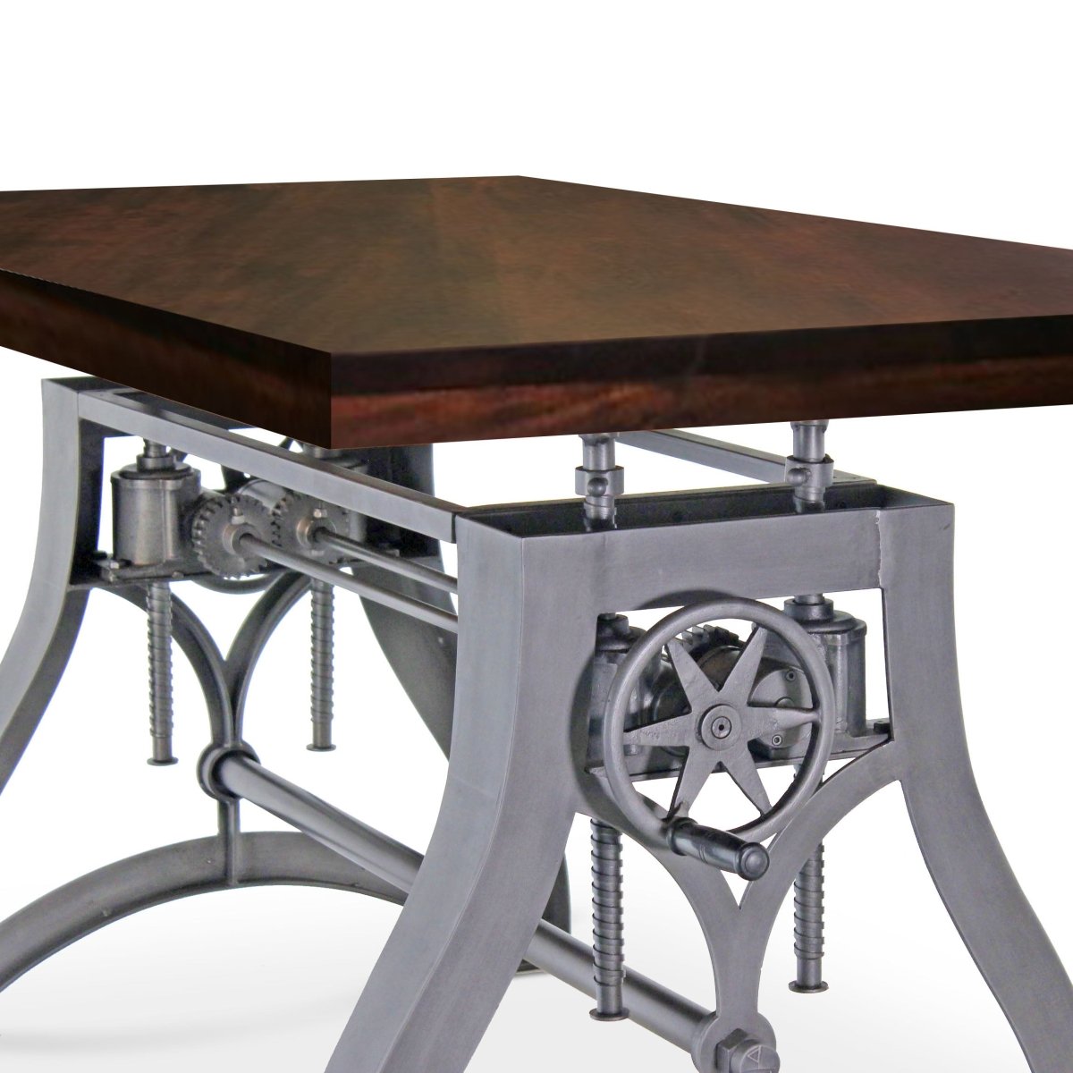 Crescent Writing Table Desk - Adjustable Height Base - Dark Walnut Top ...