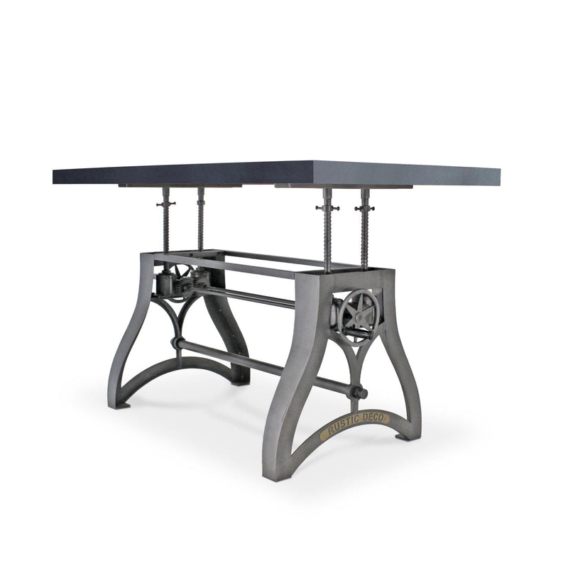 Crescent Writing Table Desk - Adjustable Height Metal Base - Gray Top - Rustic Deco Incorporated