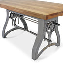 Crescent Writing Table Desk - Adjustable Height Metal Base - Natural Top - Rustic Deco Incorporated