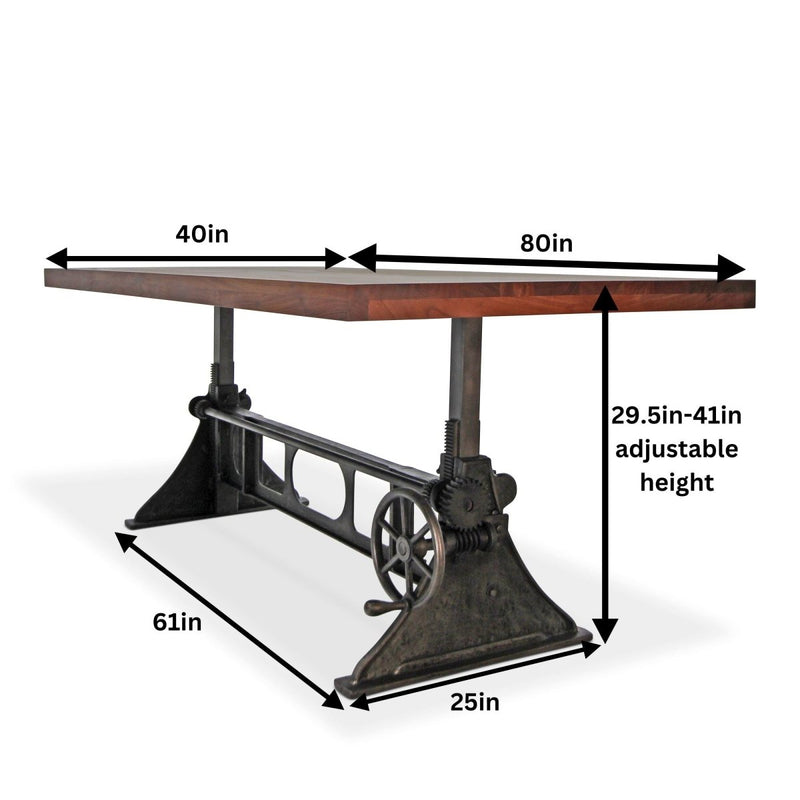 Delta Dining Table - Adjustable Height Mechanical Base - Provincial Wood Top - Knox Deco - Tables