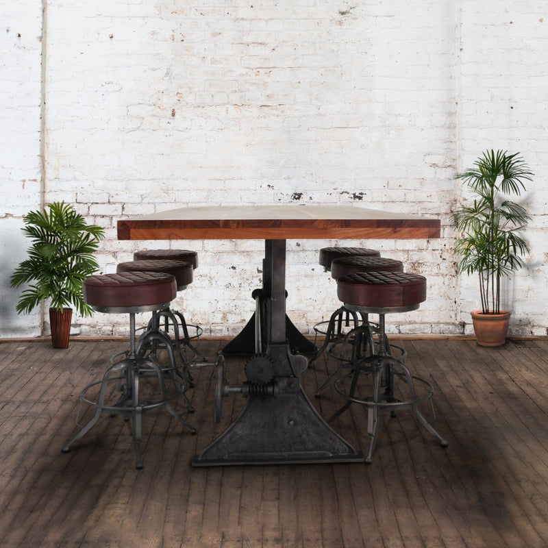 Delta Dining Table - Adjustable Height Mechanical Base - Provincial Wood Top - Knox Deco - Tables