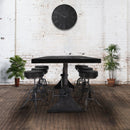 Delta Dining Table - Adjustable Height Mechanical Base - Rustic Ebony Top - Knox Deco - Tables