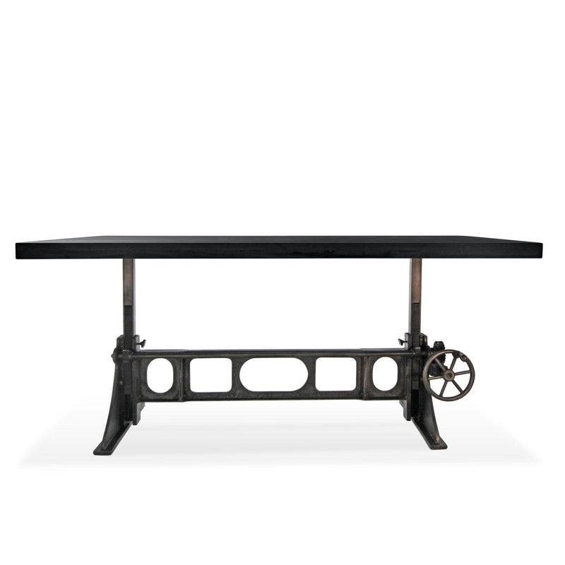 Delta Dining Table - Adjustable Height Mechanical Base - Rustic Ebony Top - Knox Deco - Tables