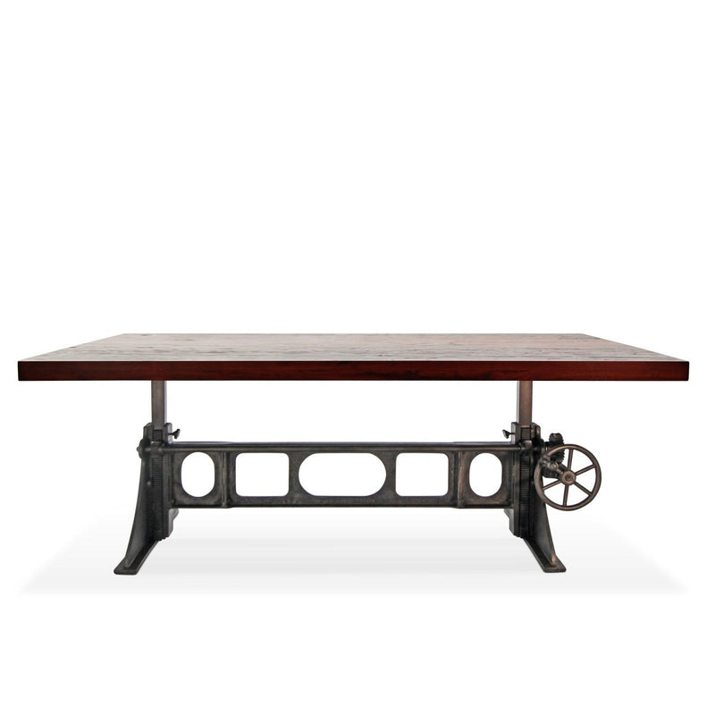 Delta Dining Table - Adjustable Height Mechanical Base - Rustic Mahogany Top - Knox Deco - Tables