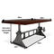 Delta Dining Table - Adjustable Height Mechanical Base - Rustic Mahogany Top - Knox Deco - Tables