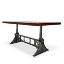 Delta Dining Table - Adjustable Height Mechanical Base - Rustic Mahogany Top - Knox Deco - Tables