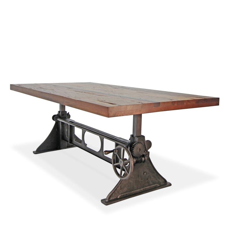 Delta Dining Table - Adjustable Height Mechanical Base - Rustic Natural Top - Knox Deco - Tables