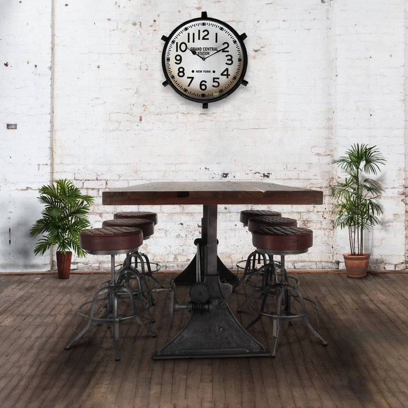 Delta Dining Table - Adjustable Height Mechanical Base - Rustic Walnut Top - Knox Deco - Tables