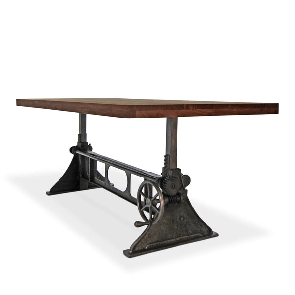 Delta Dining Table - Adjustable Height Mechanical Base - Walnut Wood Top - Knox Deco - Tables