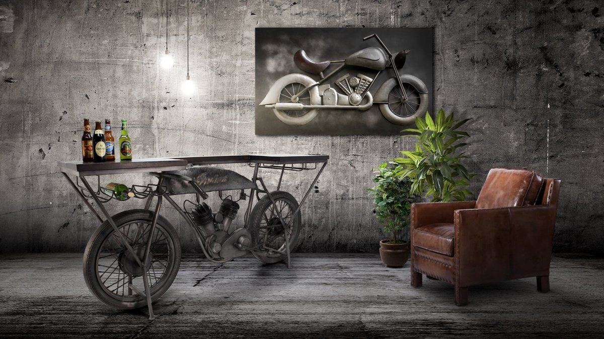 Harley Davidson Antique Motorcycle Bike Bar Pub Table - Lighted Accent ...