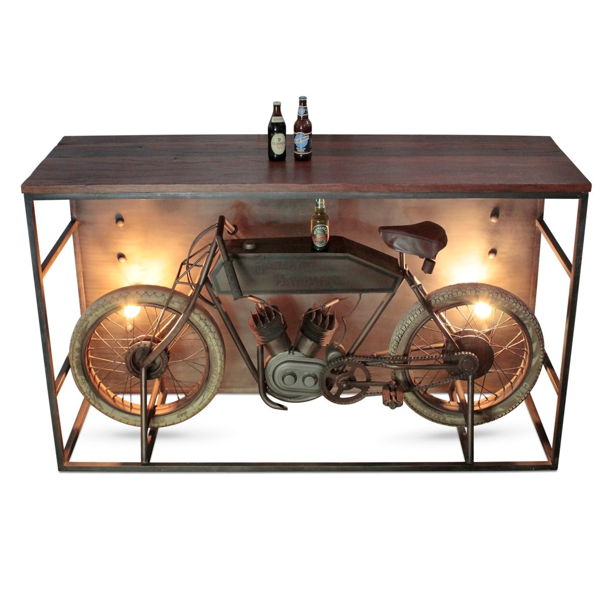 Harley Davidson Antique Motorcycle Bike Bar Pub Table - Lighted Accent ...
