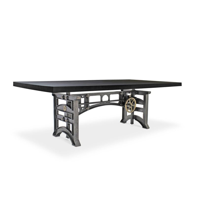 Harvester Industrial Dining Table - Iron Adjustable Base – 8 ft Ebony Rustic - Knox Deco - Tables