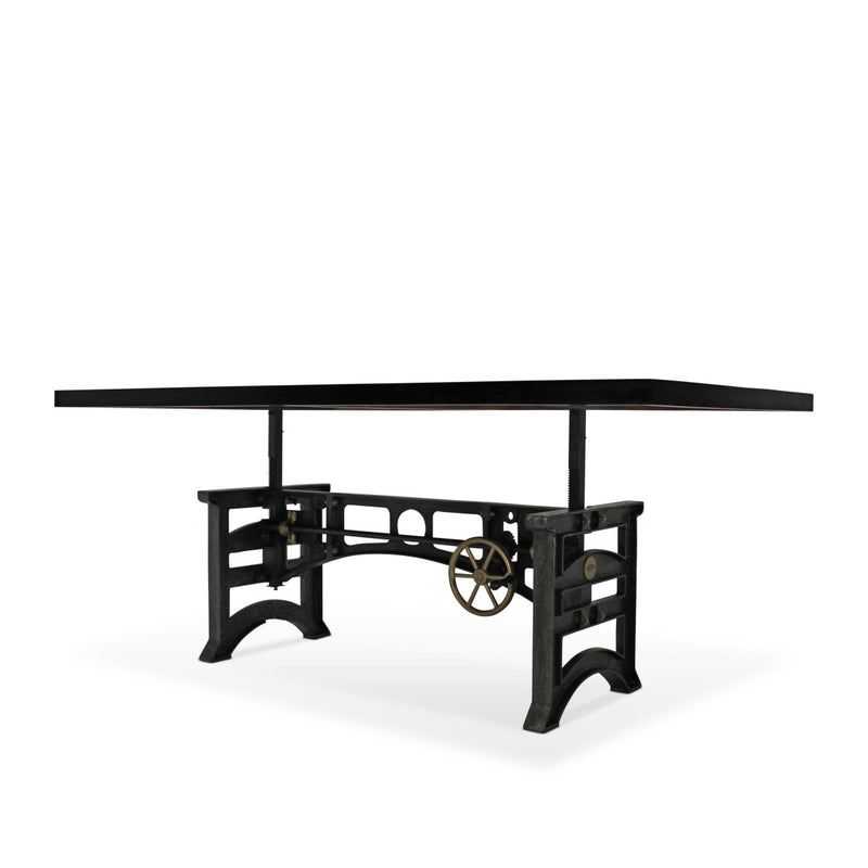 Harvester Industrial Dining Table - Iron Adjustable Base – 8 ft Ebony Rustic - Knox Deco - Tables