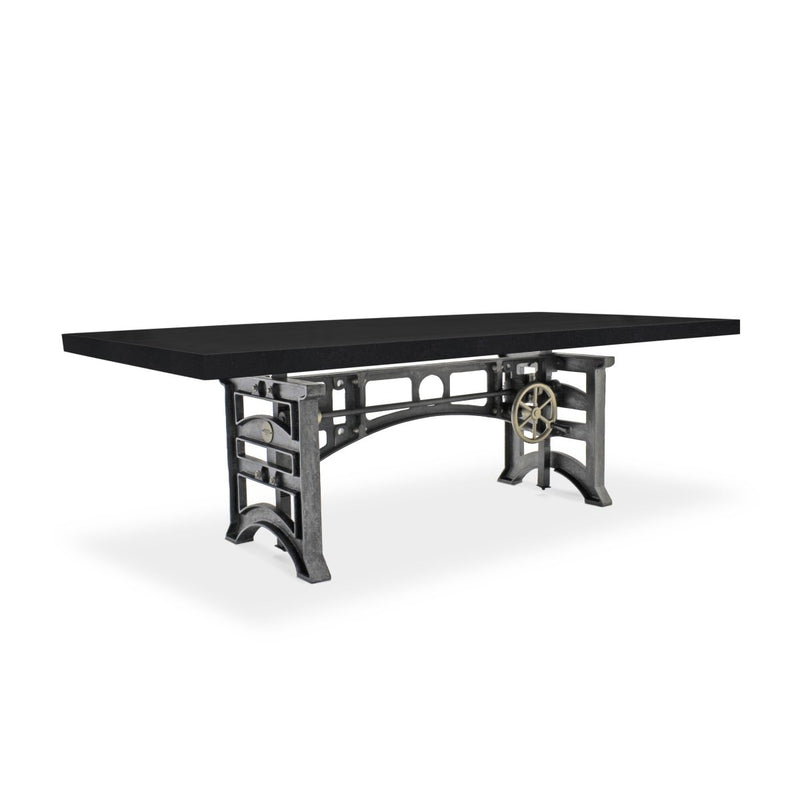 Harvester Industrial Dining Table - Iron Adjustable Base - 8 ft Ebony Top - Knox Deco - Tables
