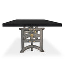 Harvester Industrial Dining Table - Iron Adjustable Base - 8 ft Ebony Top - Knox Deco - Tables