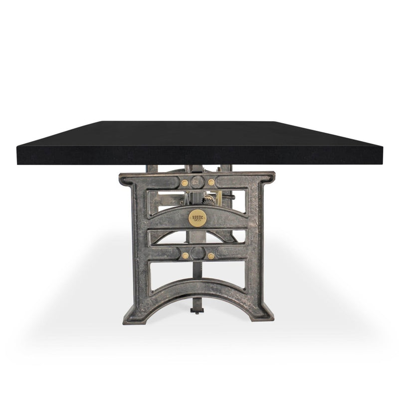 Harvester Industrial Dining Table - Iron Adjustable Base - 8 ft Ebony Top - Knox Deco - Tables