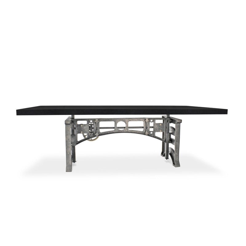 Harvester Industrial Dining Table - Iron Adjustable Base - 8 ft Ebony Top - Knox Deco - Tables