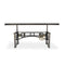 Harvester Industrial Executive Desk - Iron Adjustable Base – Driftwood Top - Knox Deco - Desks