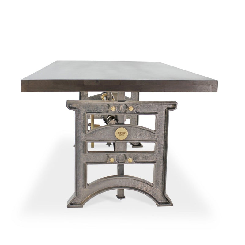 Harvester Industrial Executive Desk - Iron Adjustable Base – Driftwood Top - Knox Deco - Desks