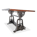 Industrial Architect's Drafting Desk - Adjustable Crank Cast Iron Base - Tilt Top - Knox Deco - Desks