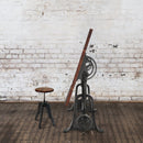 Industrial Architect's Drafting Desk - Adjustable Crank Cast Iron Base - Tilt Top - Knox Deco - Desks