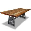 Industrial Dining Table - Cast Iron Base - Adjustable Height Hand Crank - Knox Deco - Tables