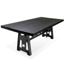 Industrial Dining Table - Cast Iron Base - Adjustable Height - Rustic Ebony - Knox Deco - Tables