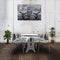 Industrial Dining Table Polished Stainless Steel Adjustable Height - Glass Top - Knox Deco - Tables