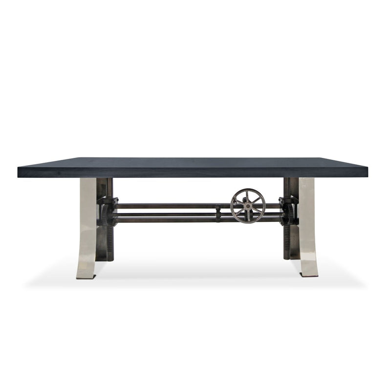 Industrial Dining Table Polished Stainless Steel Adjustable Height - Gray Top - Knox Deco - Tables