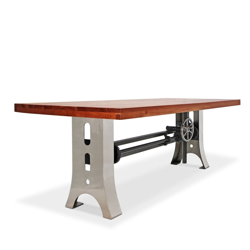 Industrial Dining Table Polished Stainless Steel Adjustable Height - Provincial - Knox Deco - Tables