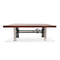 Industrial Dining Table Stainless Steel Adjustable Height - Rustic Mahogany - Knox Deco - Tables