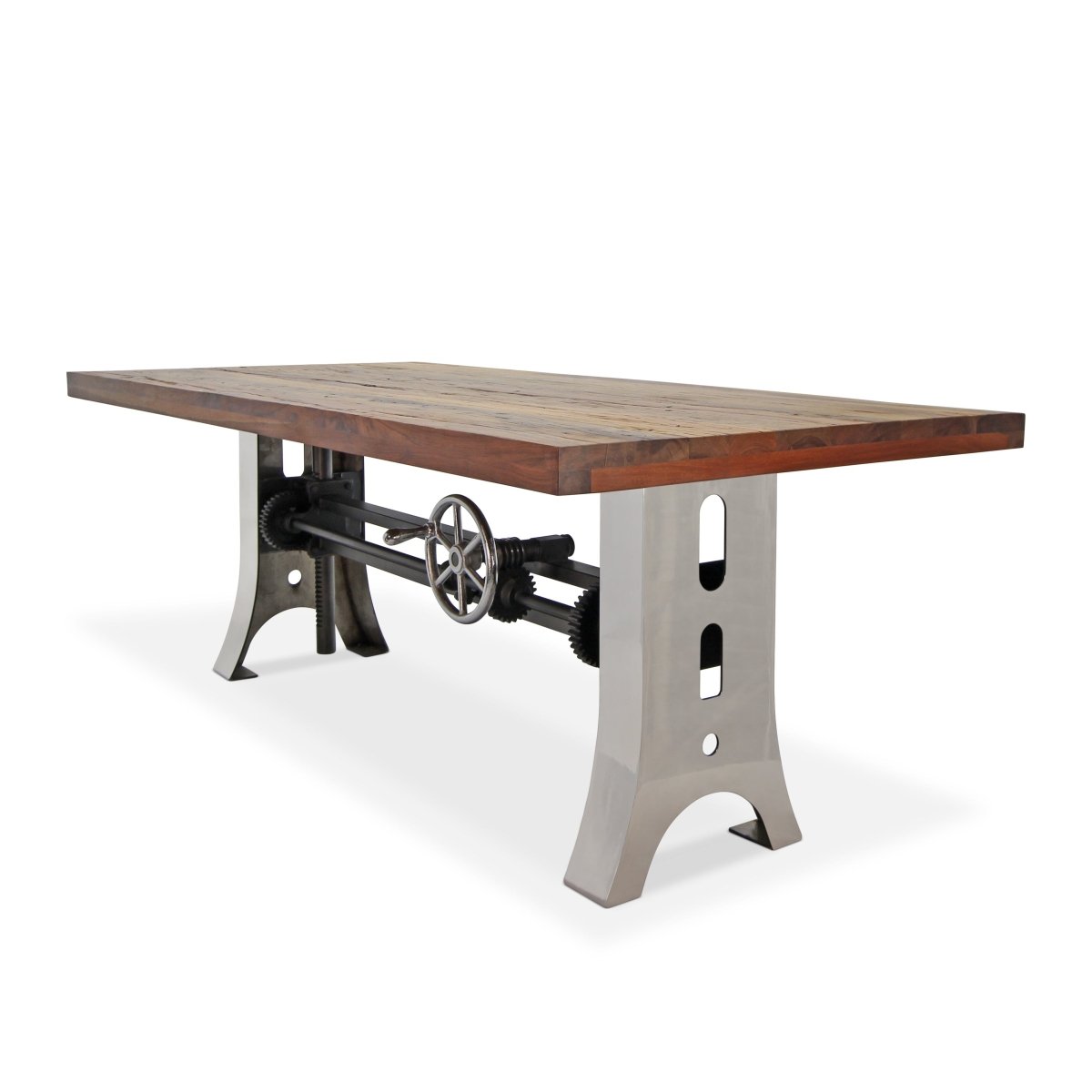 Industrial Dining Table Stainless Steel Adjustable Height - Rustic
