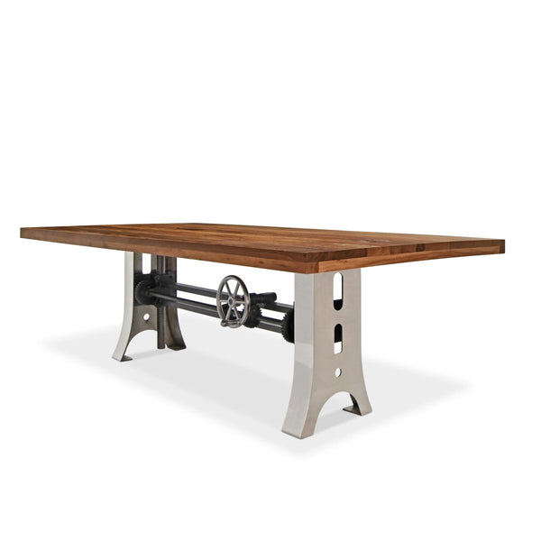 Industrial Dining Table Stainless Steel Adjustable Height - Rustic Walnut - Knox Deco - Tables