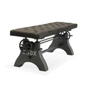 KNOX Adjustable Bench Dining to Bar Height - Steel Base - Gray Velvet Seat - Knox Deco - Seating