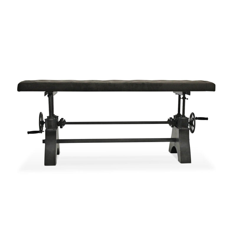 KNOX Adjustable Bench Dining to Bar Height - Steel Base - Gray Velvet Seat - Knox Deco - Seating