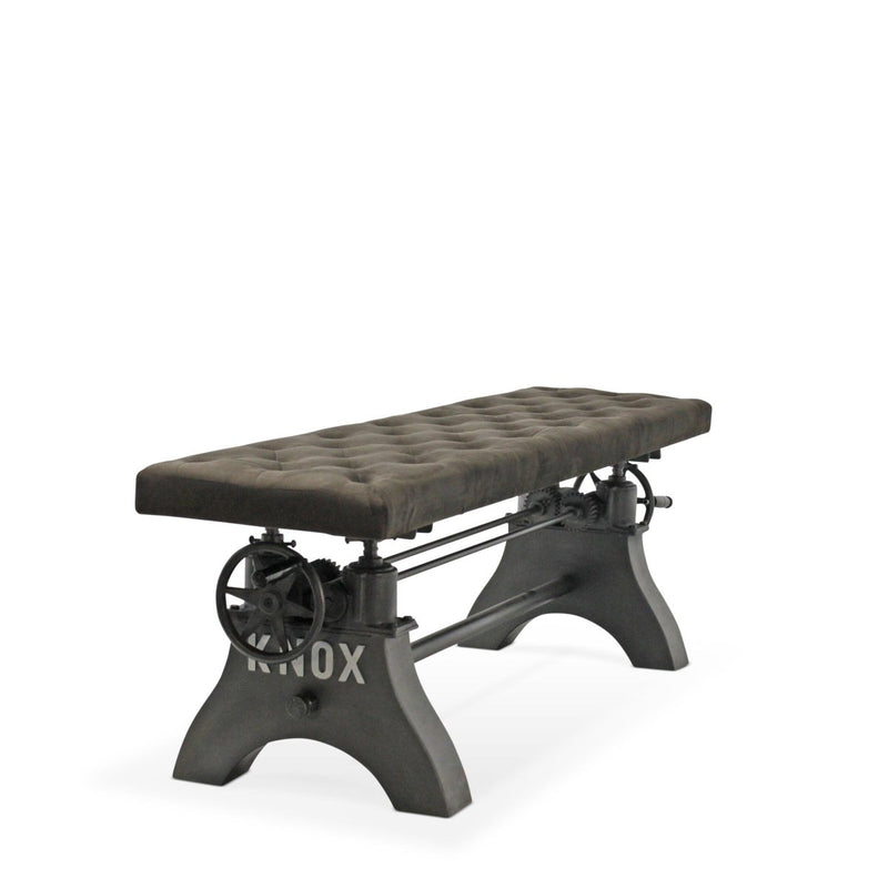 KNOX Adjustable Bench Dining to Bar Height - Steel Base - Gray Velvet Seat - Knox Deco - Seating