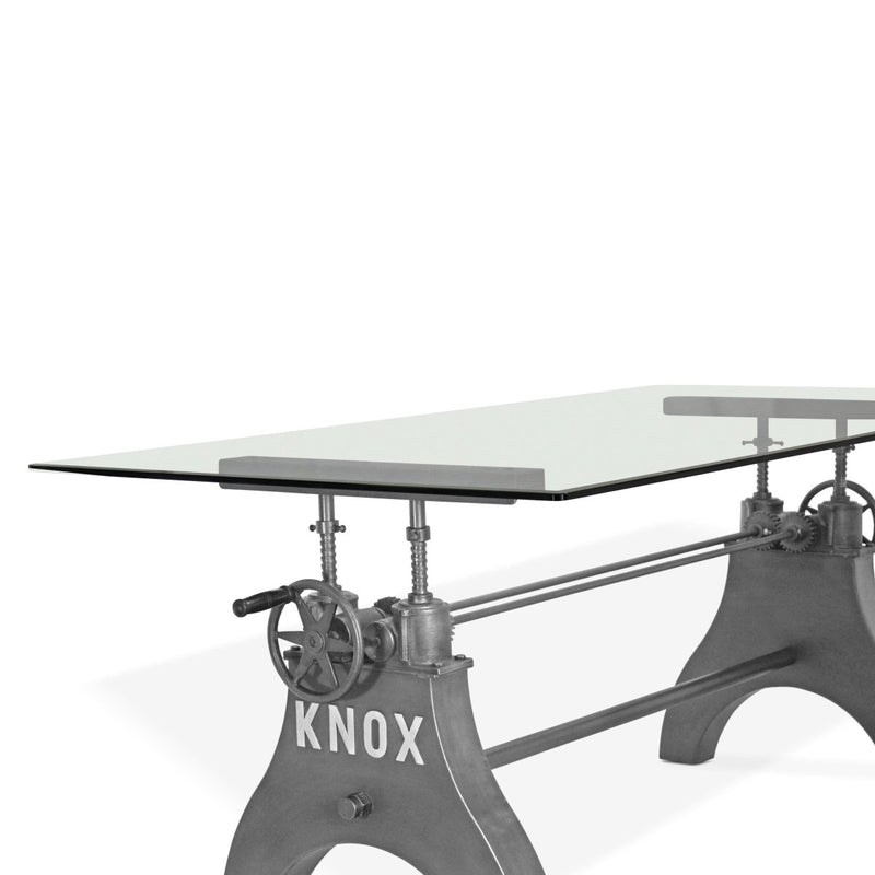 KNOX Adjustable Dining Table - Cast Iron Base - Elegant Glass Tabletop - Knox Deco - Tables