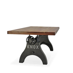 KNOX Adjustable Dining Table - Cast Iron Base - Natural Hardwood Top - Knox Deco - Tables
