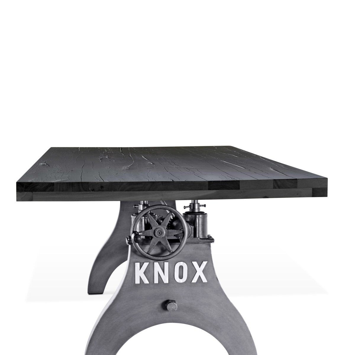 【Hinoki Iron  Table 】No.844 KNOX Adjustable Dining Table - Steel Base - Rustic Ebony Top