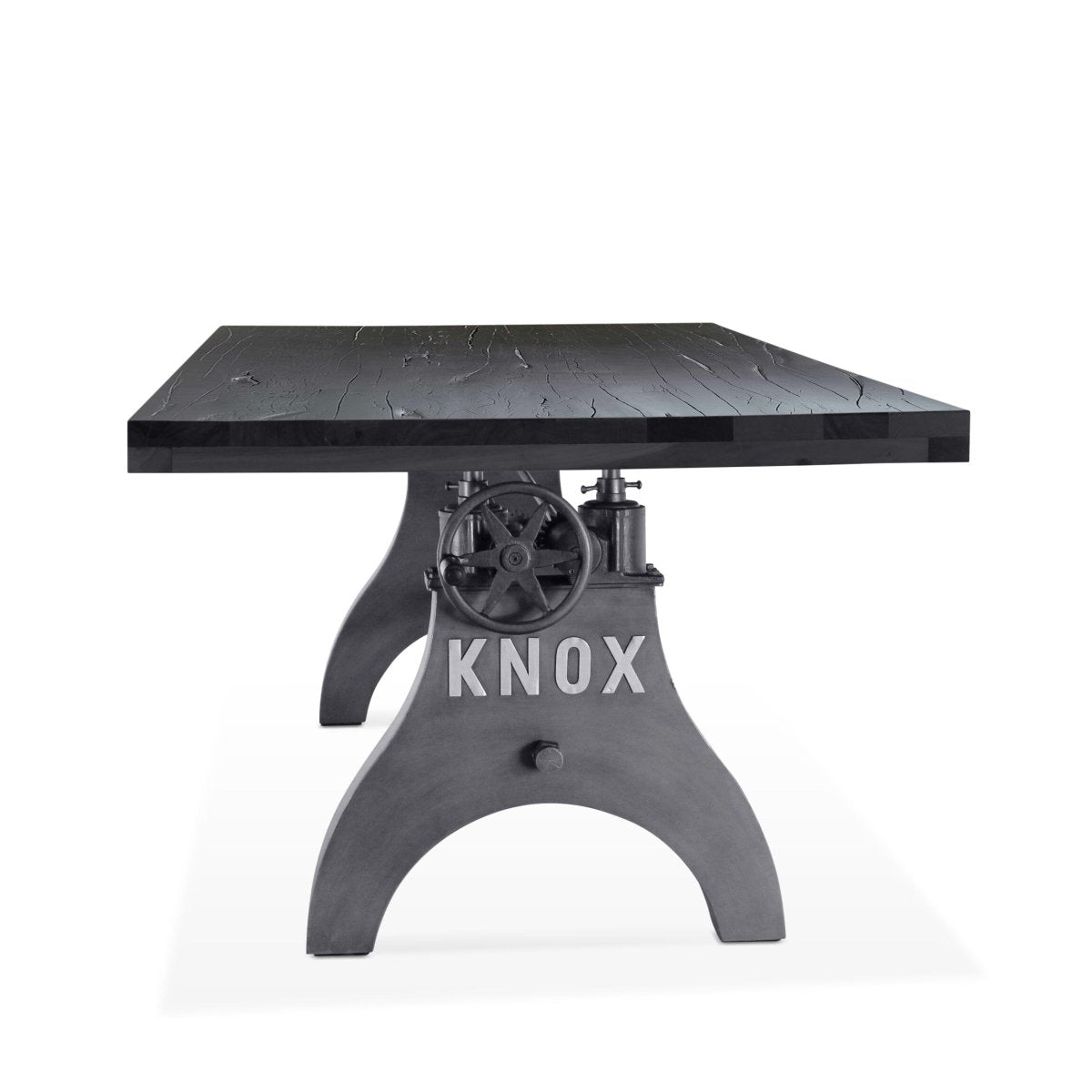 【Hinoki Iron Table 】No.874 KNOX Adjustable Dining Table - Steel Base - Rustic Ebony Top