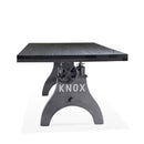 KNOX Adjustable Dining Table - Cast Iron Base - Rustic Ebony Top - Knox Deco - Tables