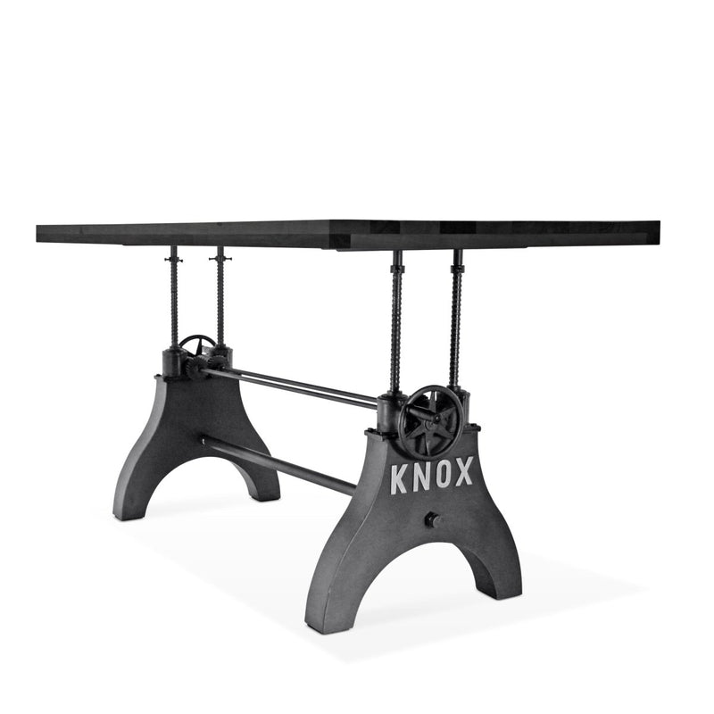 KNOX Adjustable Dining Table - Cast Iron Base - Rustic Ebony Top - Knox Deco - Tables