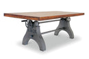 KNOX Adjustable Dining Table - Embossed Cast Iron Base - Provincial - Rustic Deco Incorporated